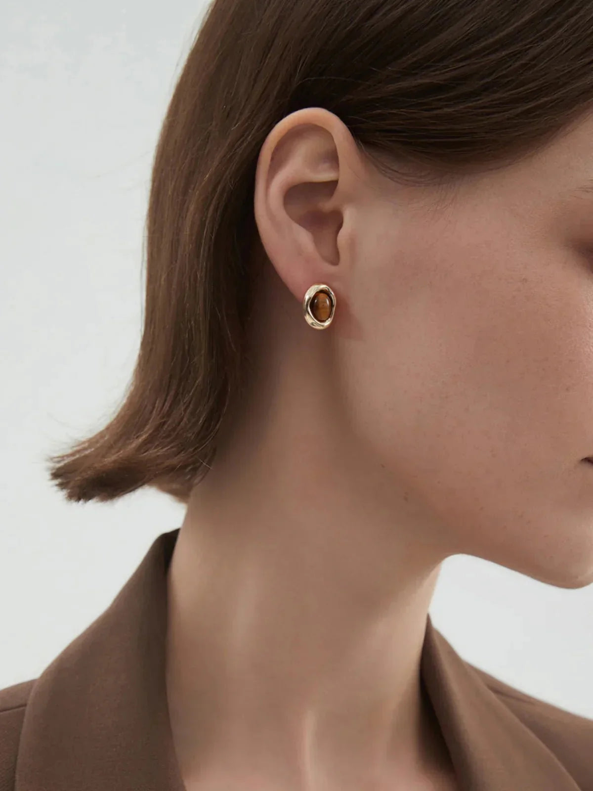 18k Gold Plated Tijgeroog Oorbellen