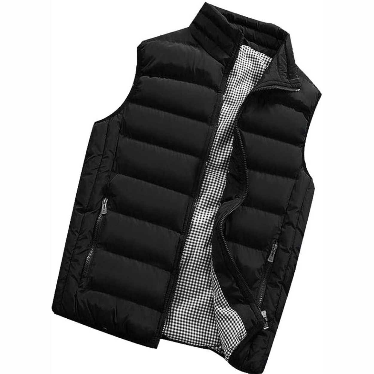 Lightweight Padded Bodywarmer with High Collar and Windproof Zippers
