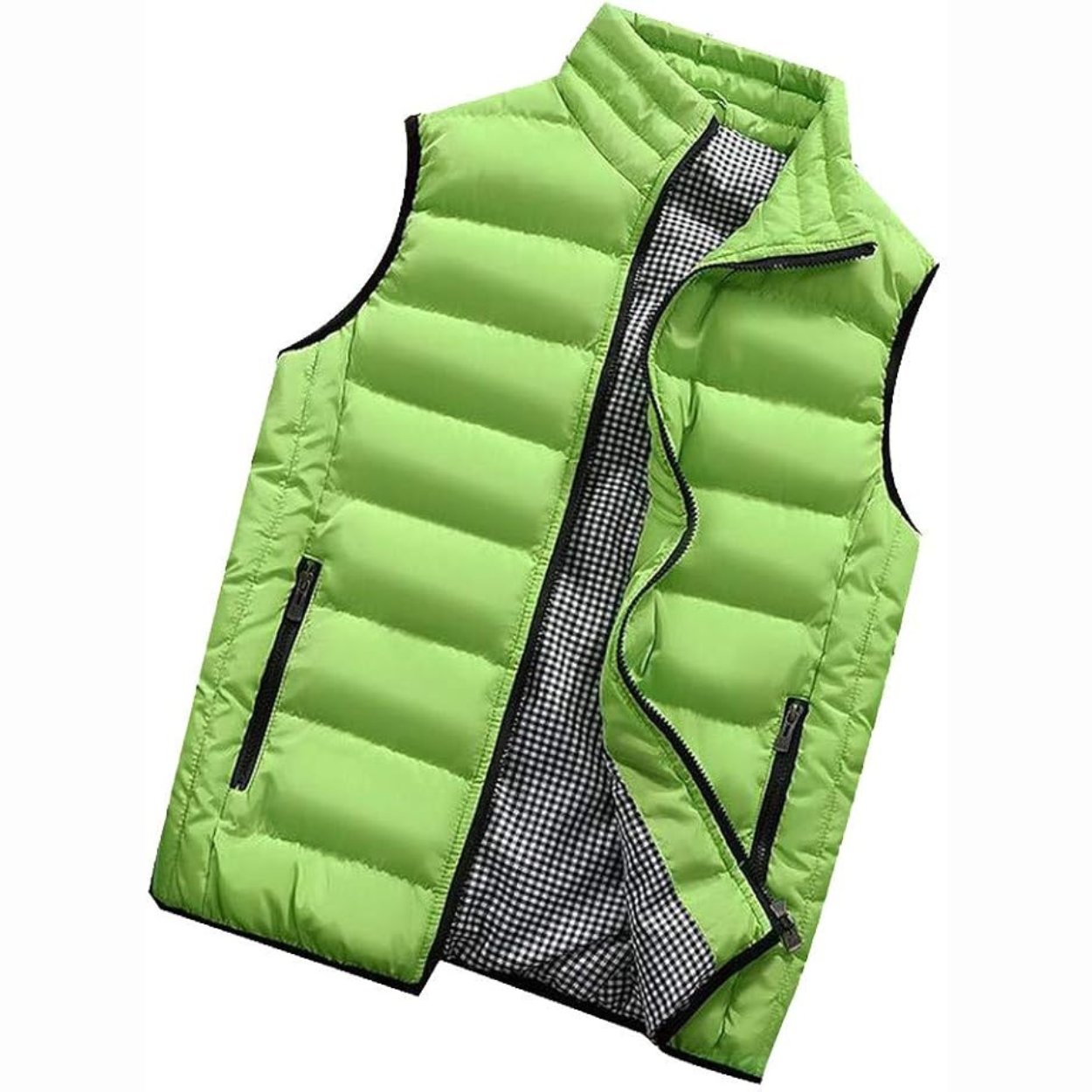 Lightweight Padded Bodywarmer with High Collar and Windproof Zippers