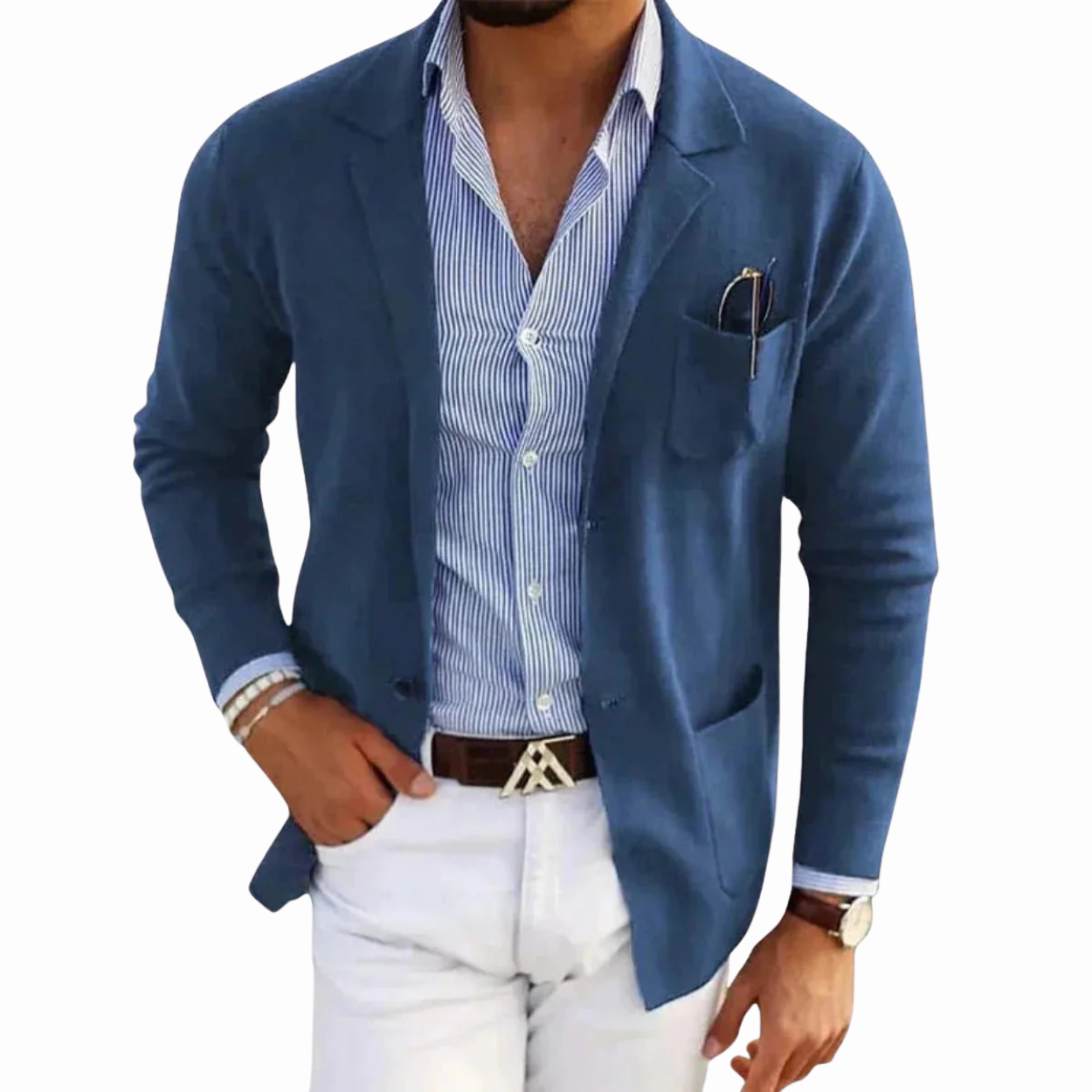Casual Blazer Jacket for Men with Button Pockets