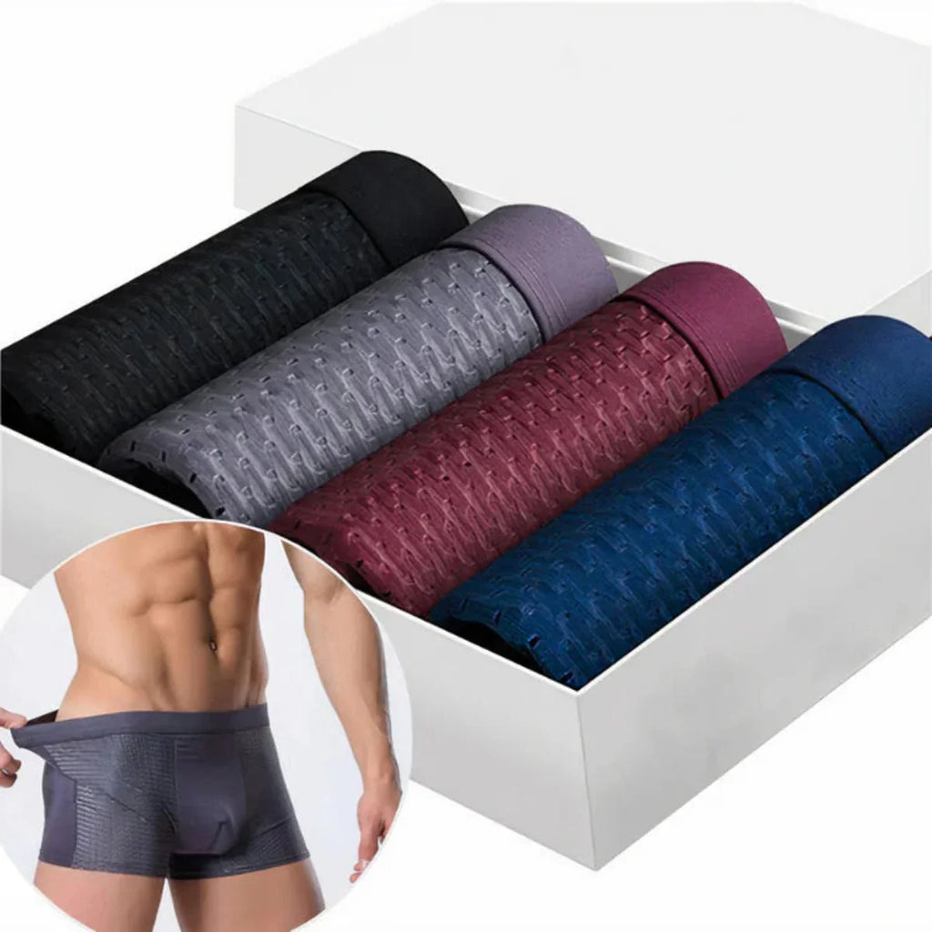 4-Pack Ademende Bamboe Boxershorts - Anti-Zweet Mesh Structuur