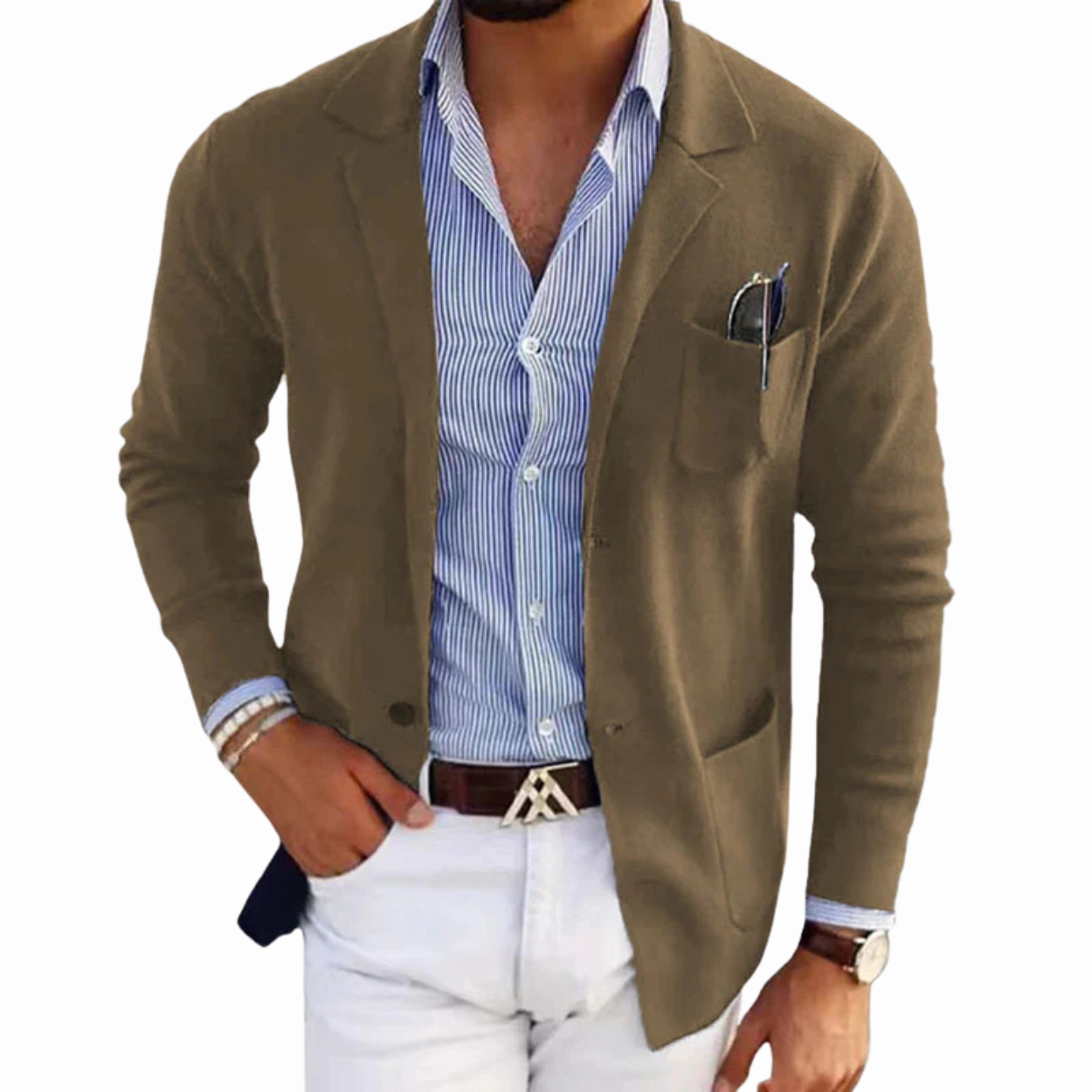 Casual Blazer Jacket for Men with Button Pockets