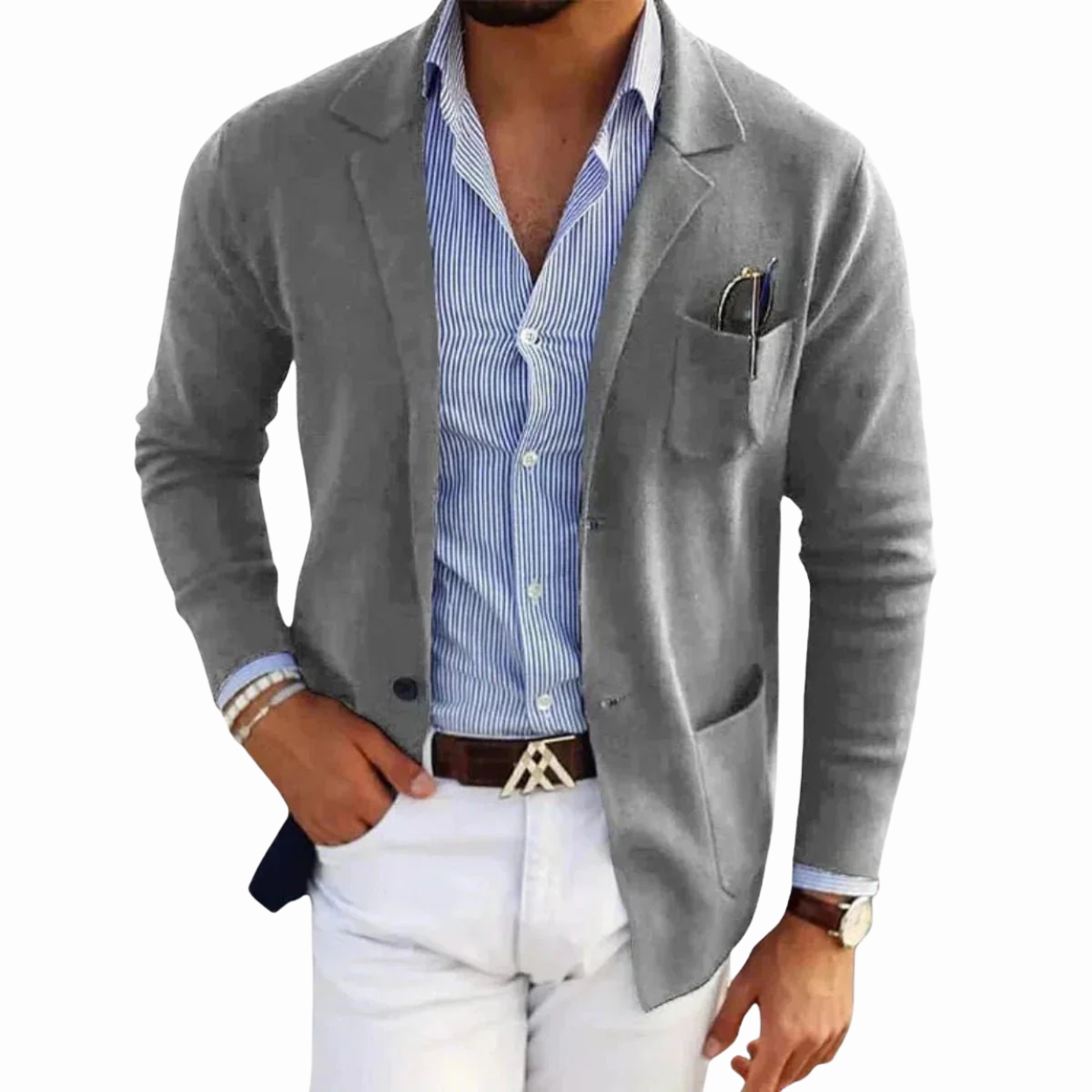 Casual Blazer Jacket for Men with Button Pockets