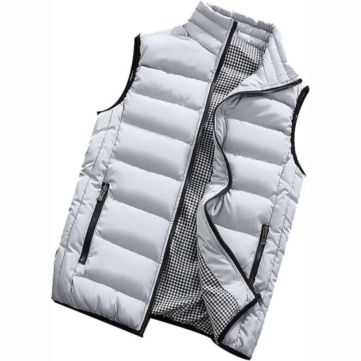 Lightweight Padded Bodywarmer with High Collar and Windproof Zippers
