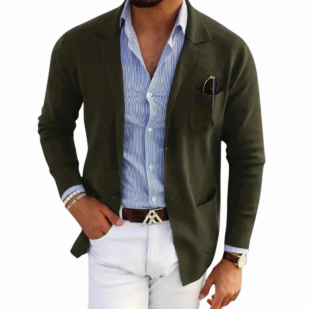 Casual Blazer Jacket for Men with Button Pockets
