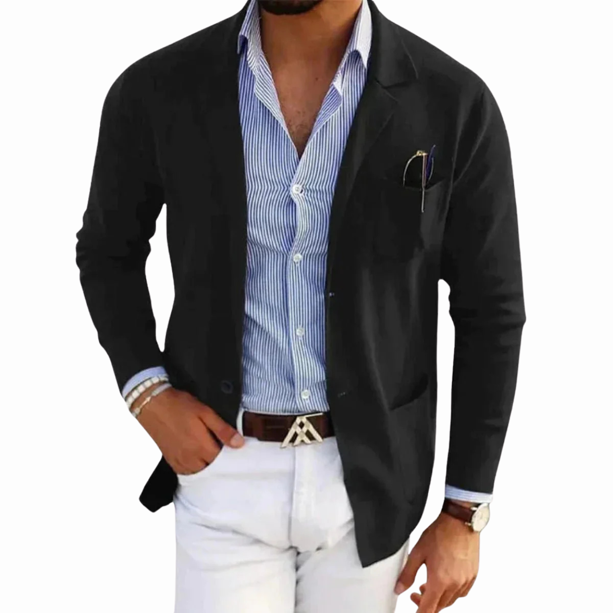 Casual Blazer Jacket for Men with Button Pockets