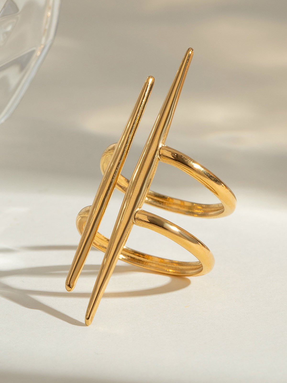 Asymmetrische parallelle goud vergulde ring