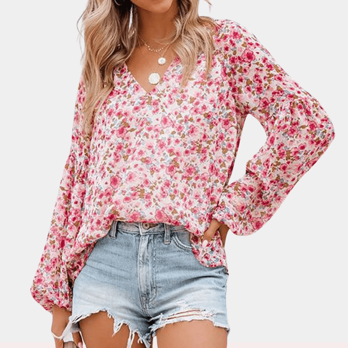 Bloemen V-hals Losse Blouse voor Dames