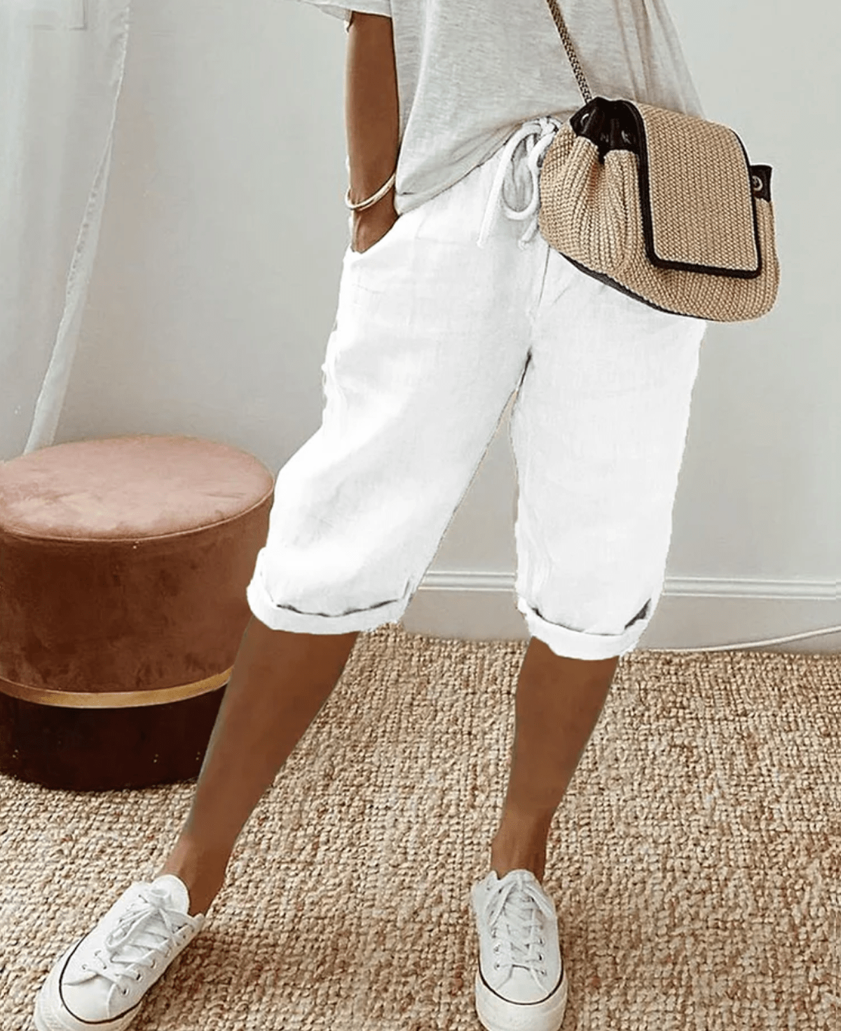 Chique Hoge Taille Korte Broeken Tot De Knie Voor Vrouwen