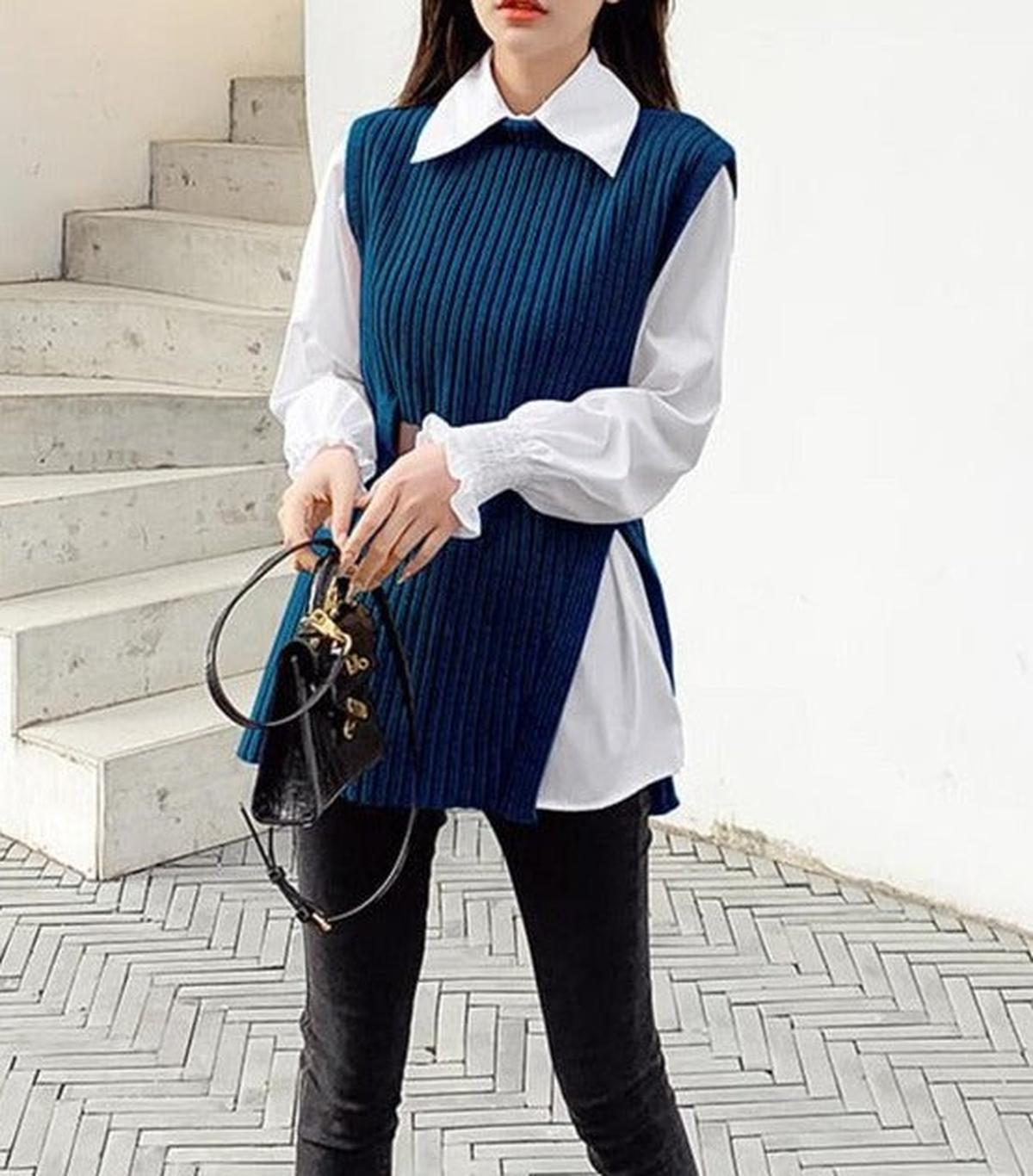 Dames 2-Delig Set Met Trui En Blouse