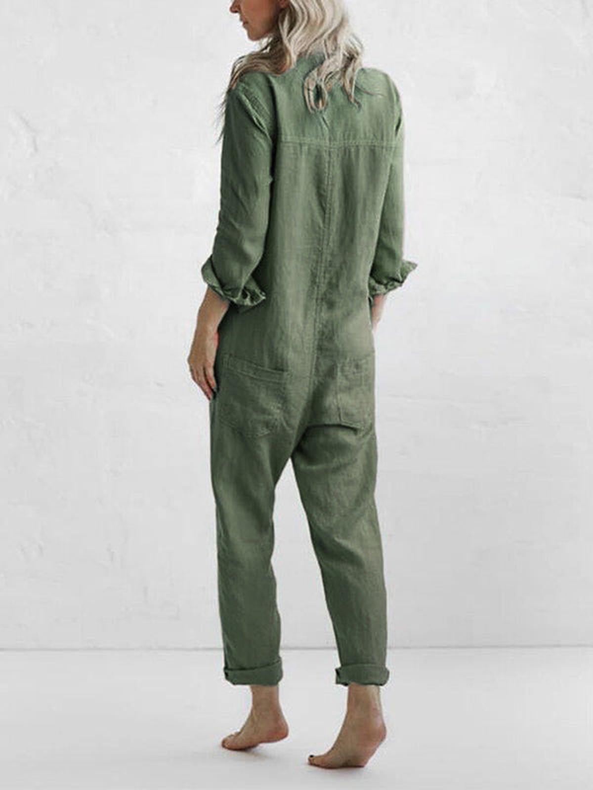 Dames Jumpsuit met Ontspannen Pasvorm en Knopsluiting