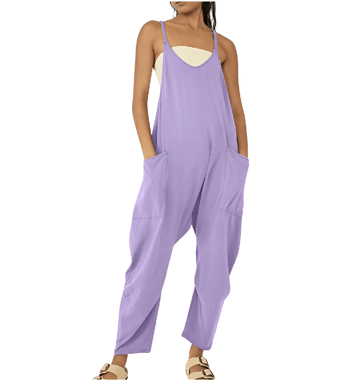 Dames Mouwloze Casual Jumpsuit met Zakjes