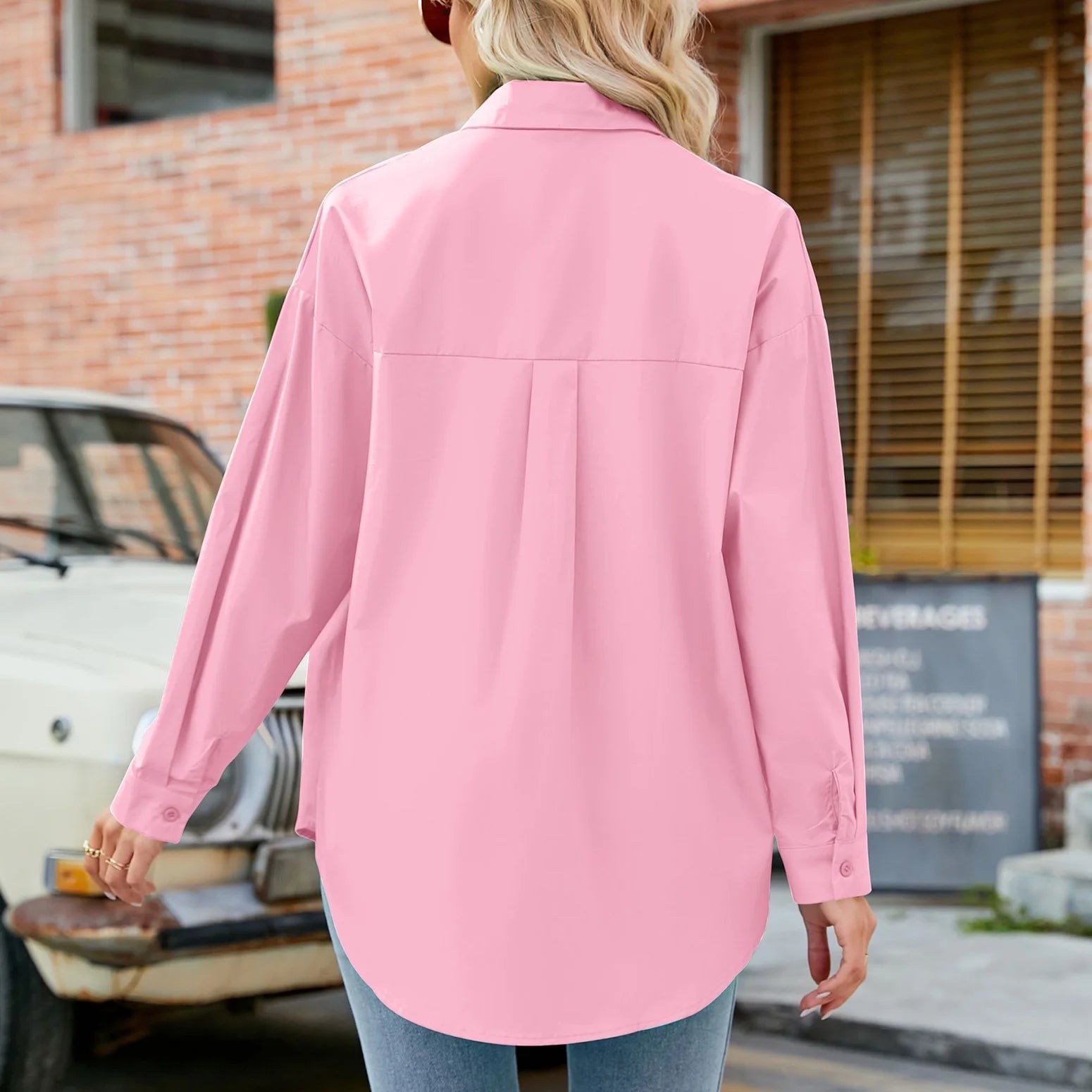 Dames Oversized Blouse met Knoopsluiting - Katoenmix