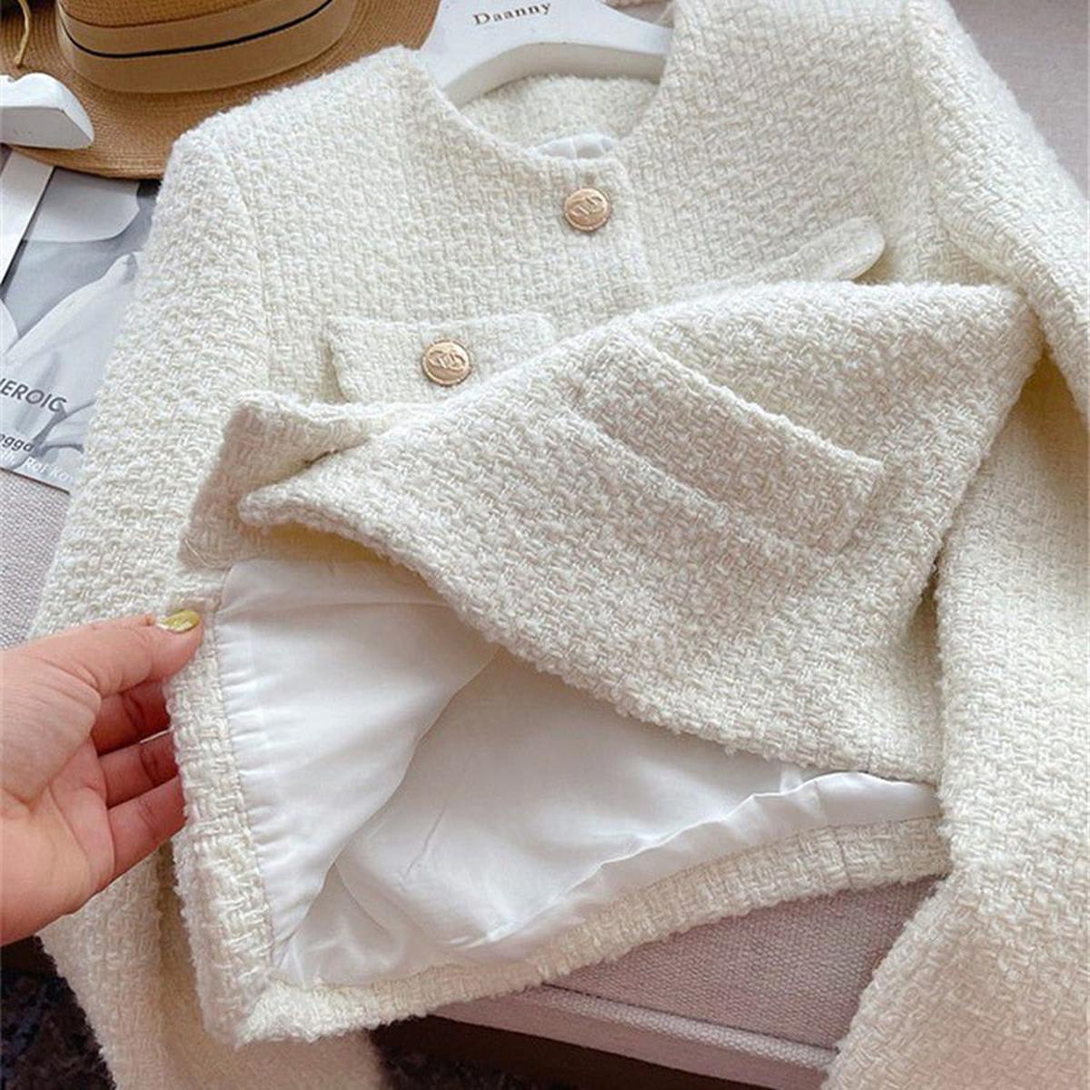 Dames Teddy/Sherpa Jas Met Ronde Halslijn En Knoopsluiting