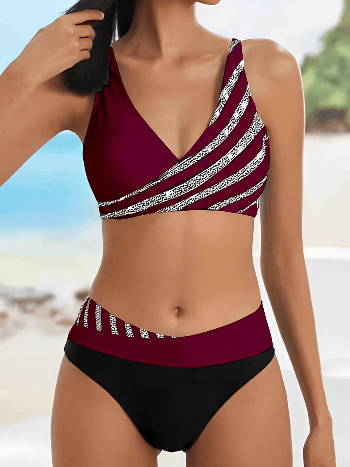 Feminine Striped Bikini Badpak Voor Vrouwen Met Flatterende Pasvorm