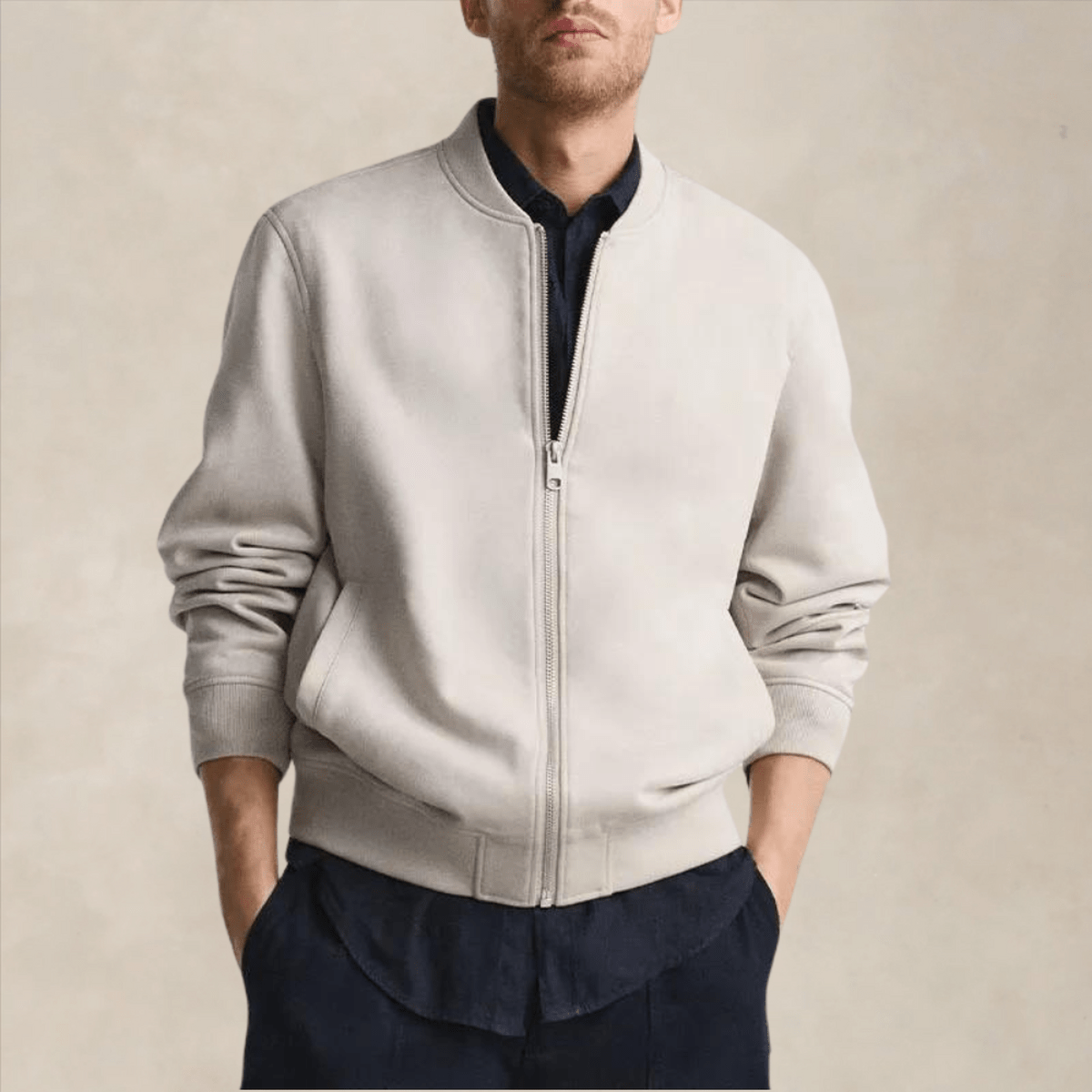 Geribbelde Trim Regular Fit Casual Bomberjack