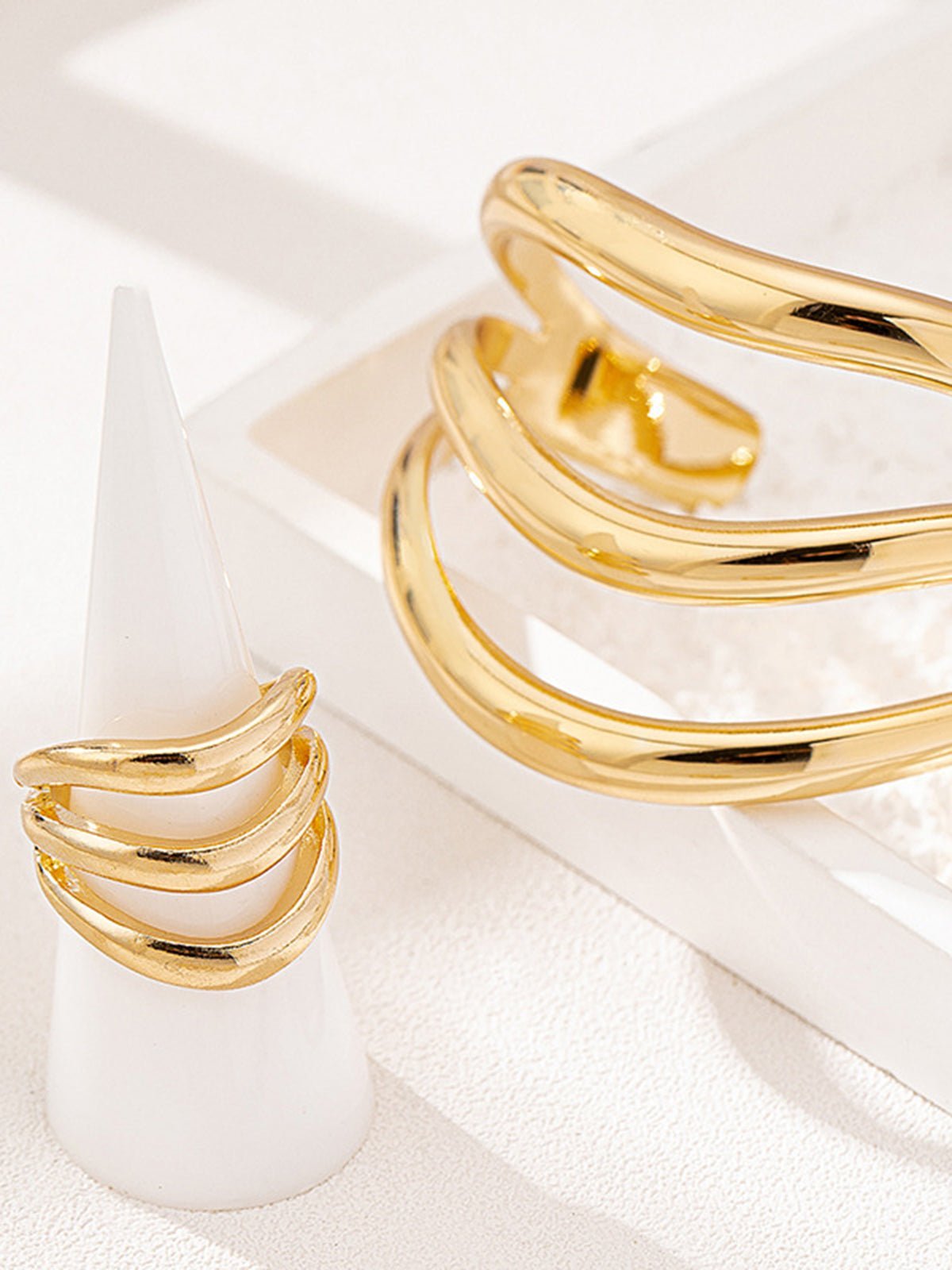 Gevormde Curve Bangle & Ring Set