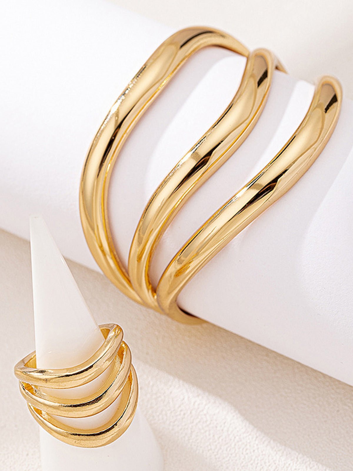 Gevormde Curve Bangle & Ring Set