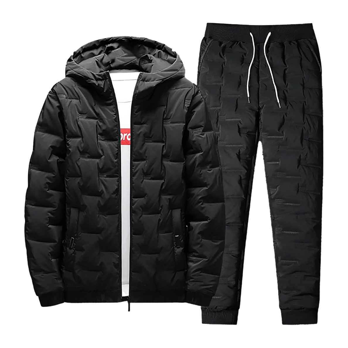 Gewatteerde Hoodie Tweedelige Trainingsset voor Mannen