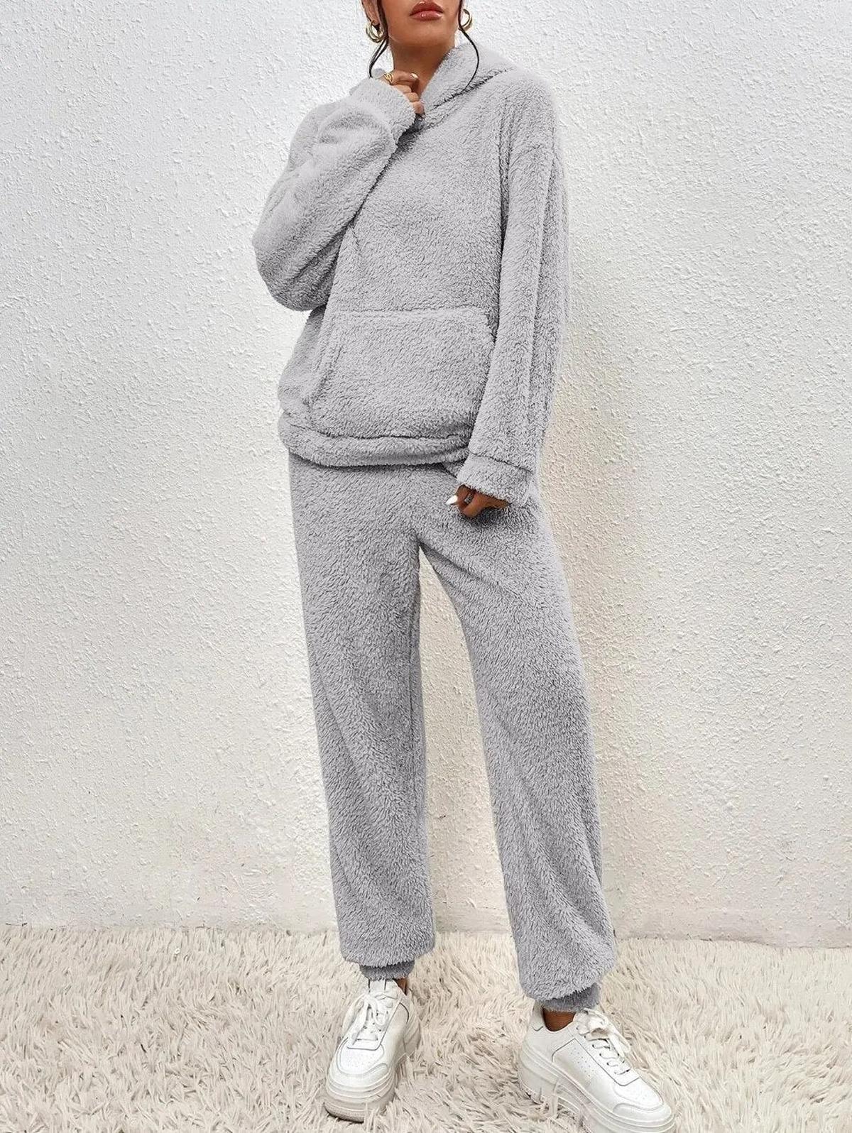 Gezellige Teddy Loungewear Set met Hoodie en Broek