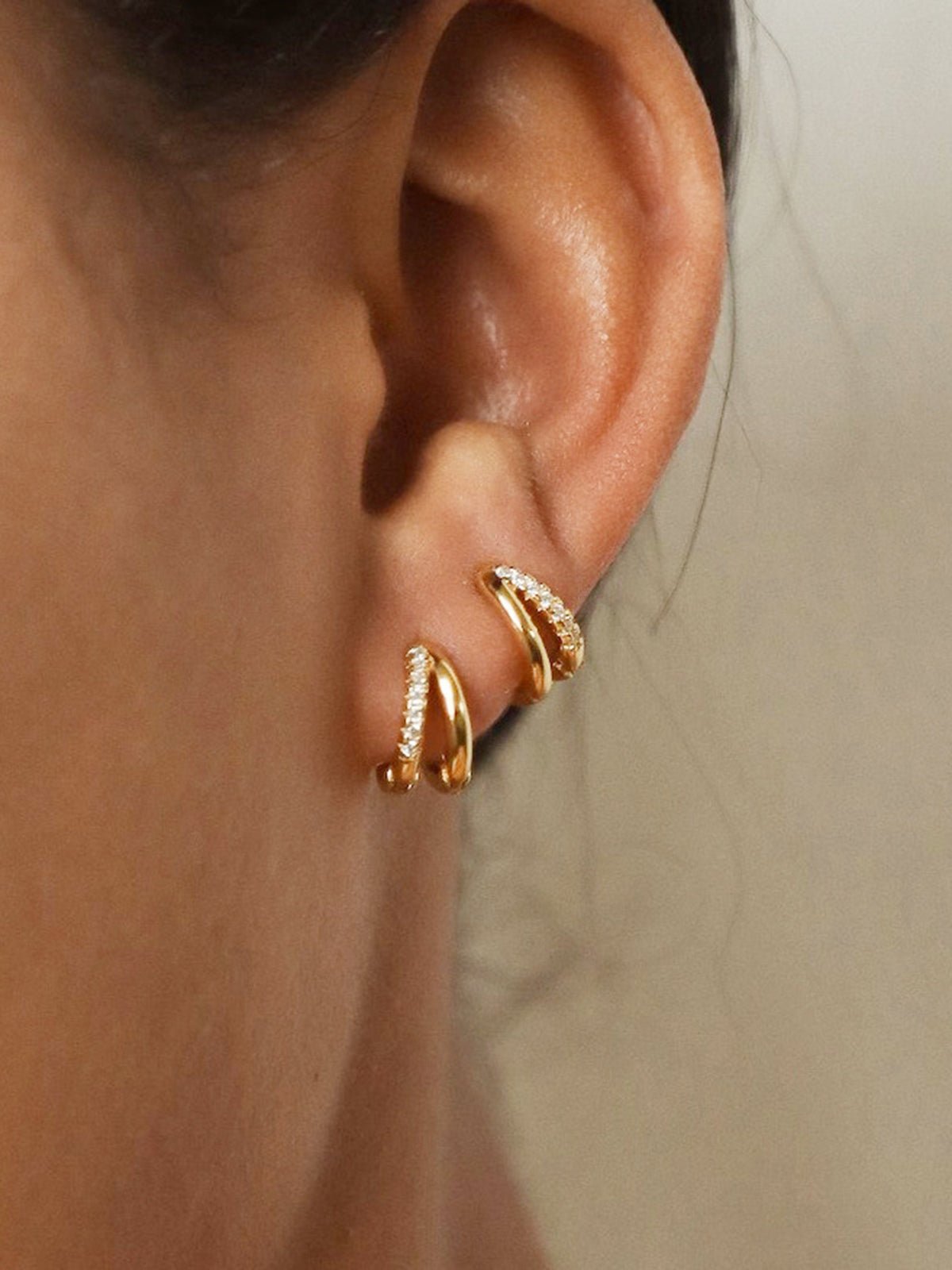 Gold Plated Dubbele Hoepel Oorbellen