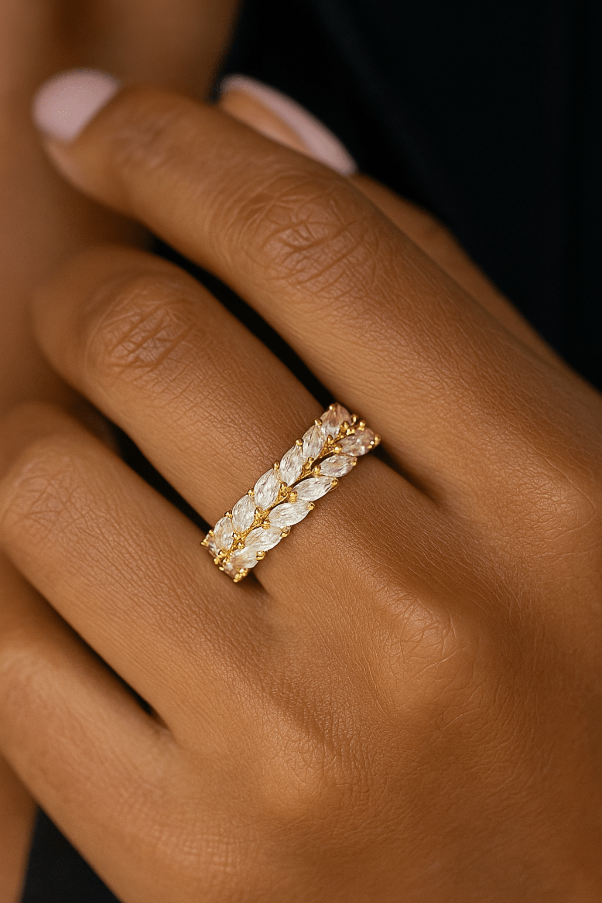 Gold Plated Ring met bladeren van zirkonia