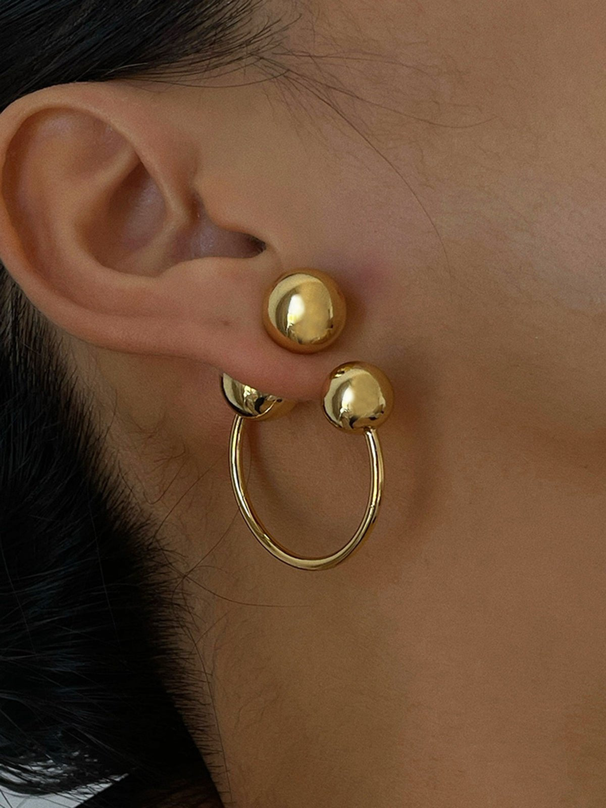 Gold Plated Stud Hoepeloorbellen