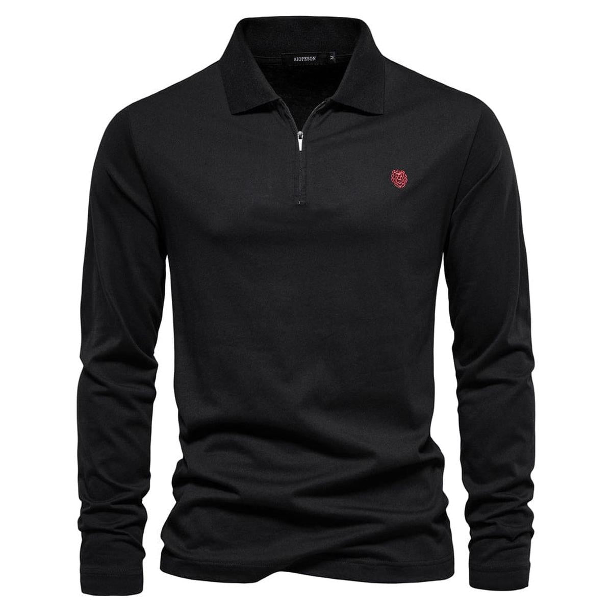 Half-Zip Polo Shirt Met Lange Mouwen En Gestructureerde Kraag Voor Mannen