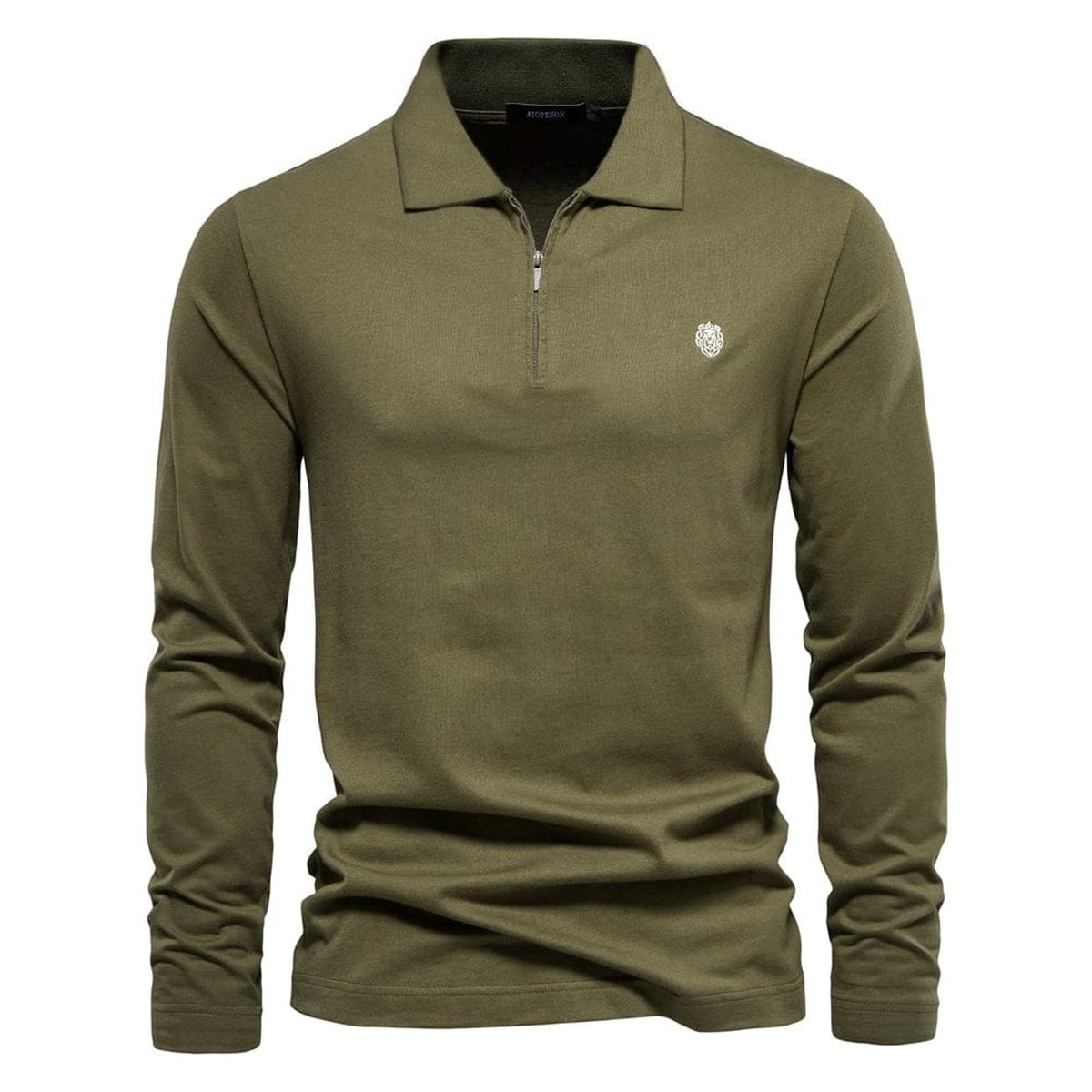 Half-Zip Polo Shirt Met Lange Mouwen En Gestructureerde Kraag Voor Mannen