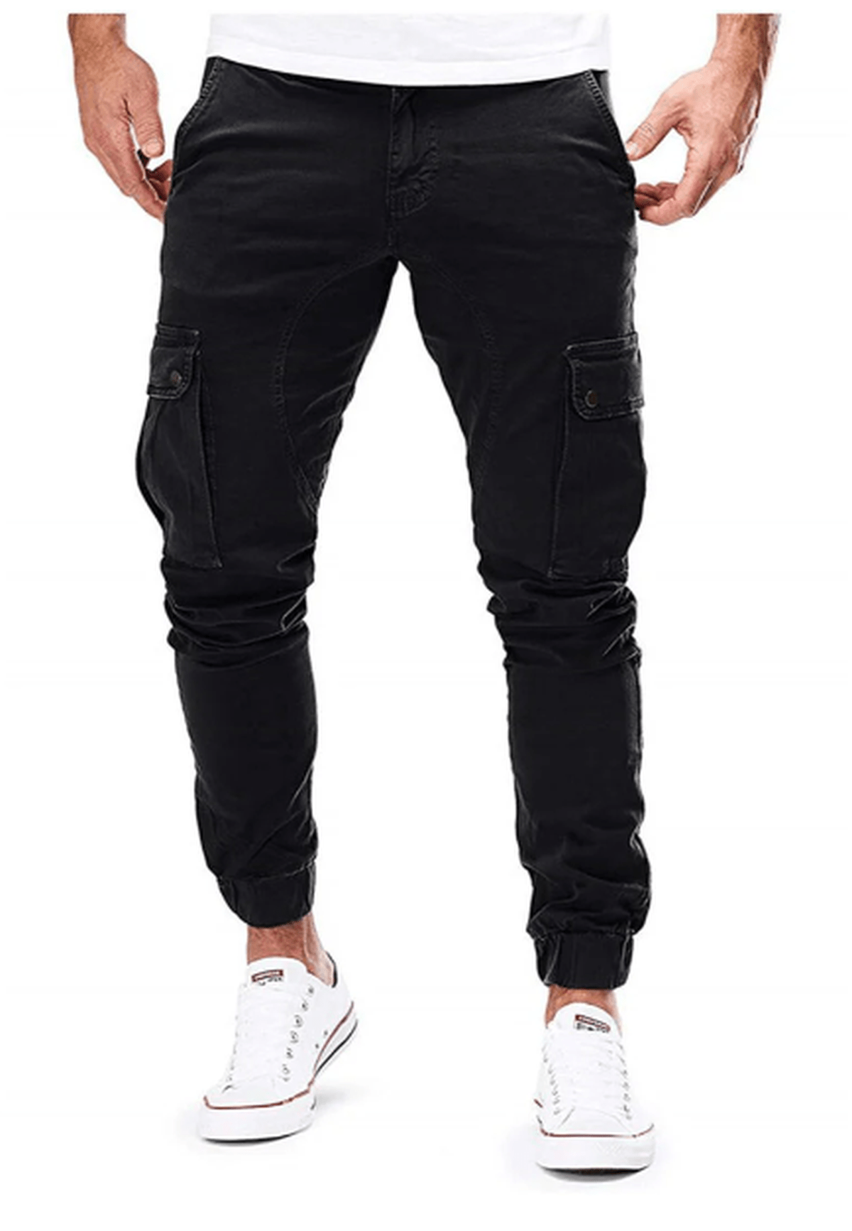 Heren Cargo Broek Met Elastische Taille En Meerdere Zakken