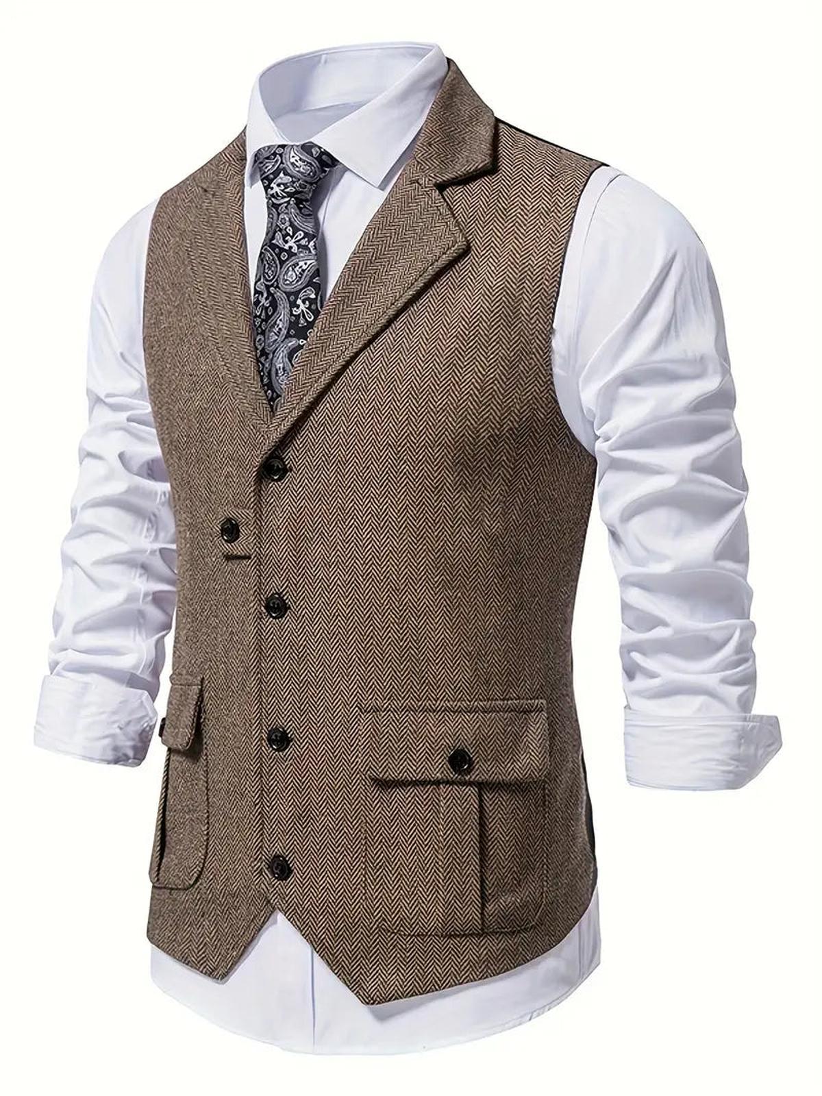 Heren Haringbone Enkelvoudige Blazer