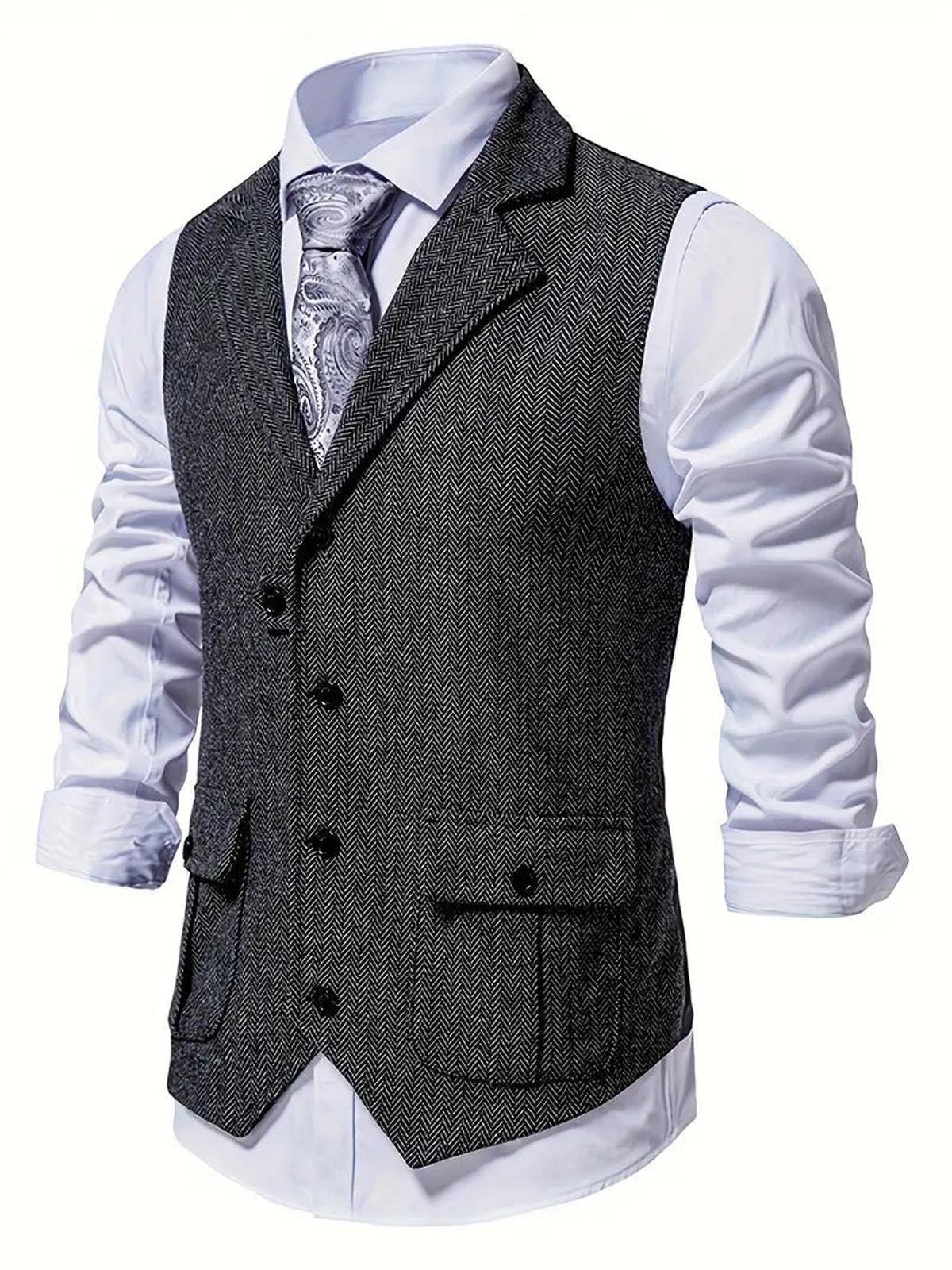Heren Haringbone Enkelvoudige Blazer