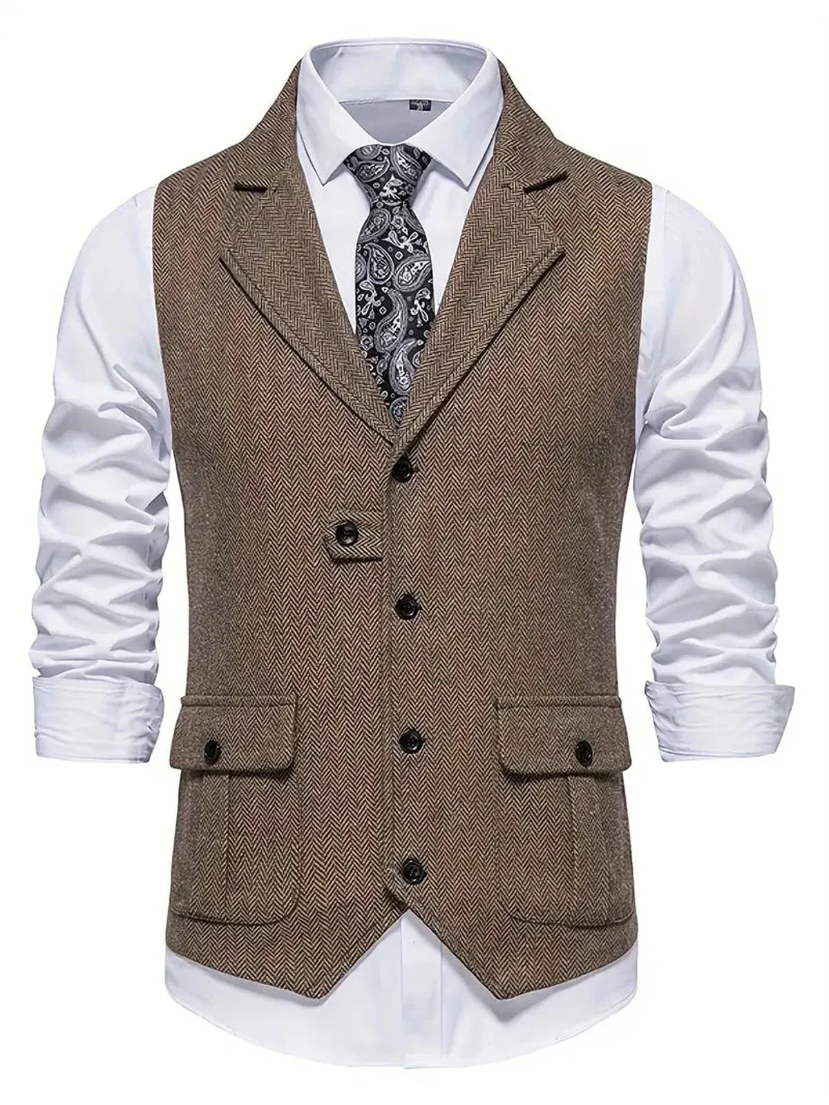 Heren Haringbone Enkelvoudige Blazer
