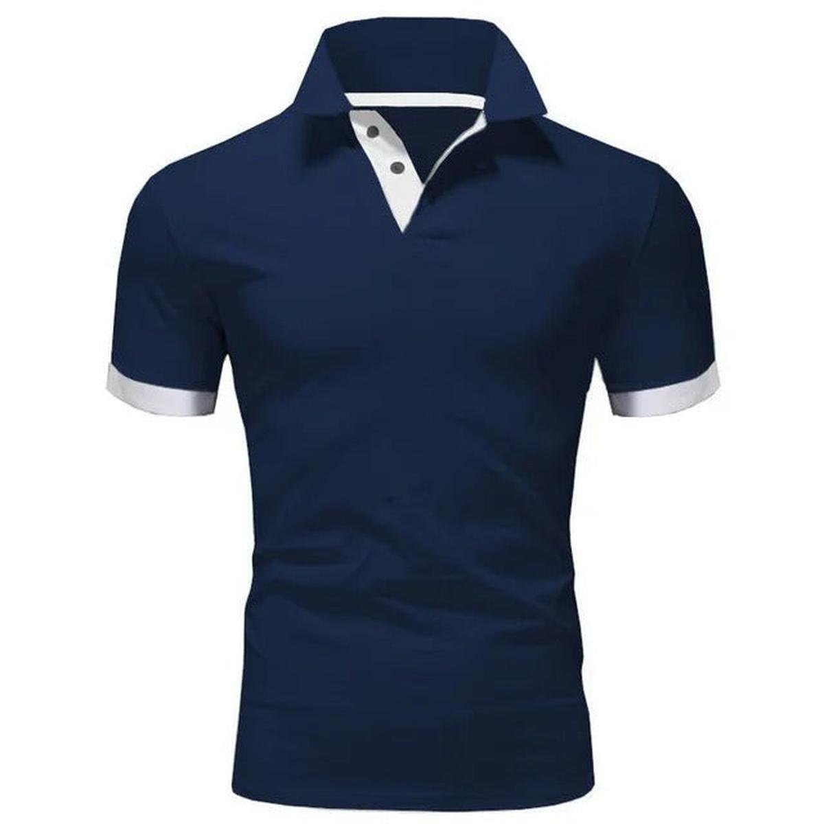 Heren Slim Fit Polo Shirt met Uniek Patchwork Ontwerp