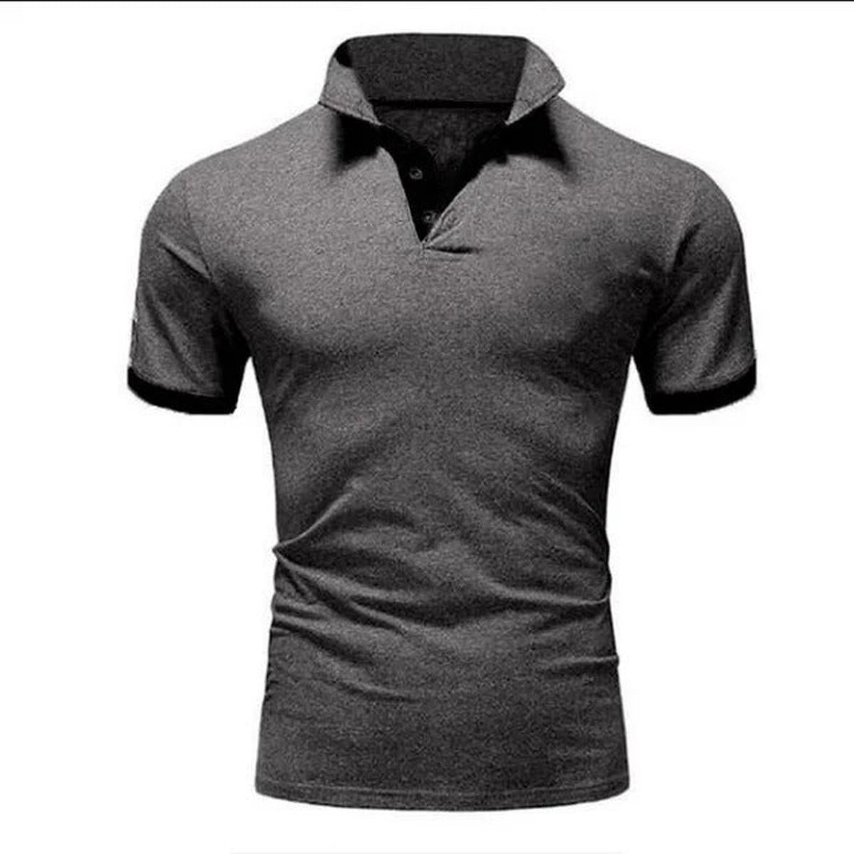Heren Slim Fit Polo Shirt met Uniek Patchwork Ontwerp