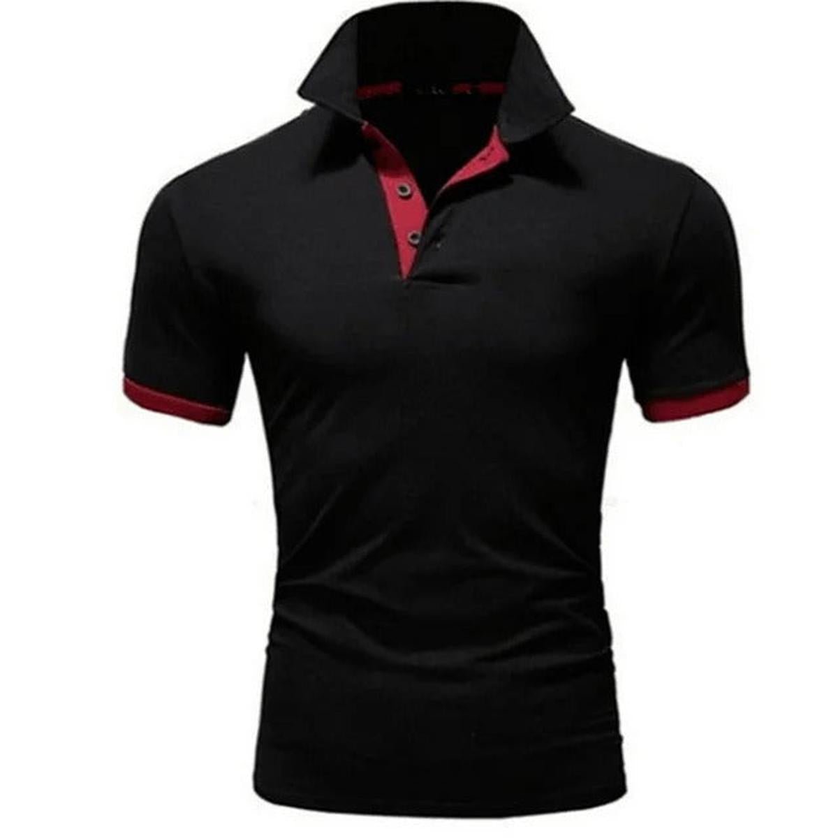 Heren Slim Fit Polo Shirt met Uniek Patchwork Ontwerp