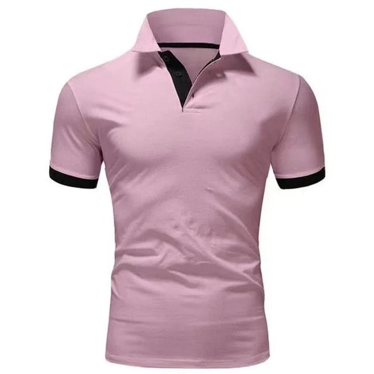 Heren Slim Fit Polo Shirt met Uniek Patchwork Ontwerp