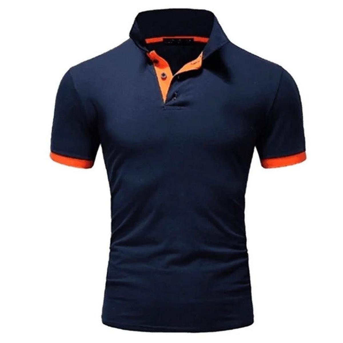 Heren Slim Fit Polo Shirt met Uniek Patchwork Ontwerp