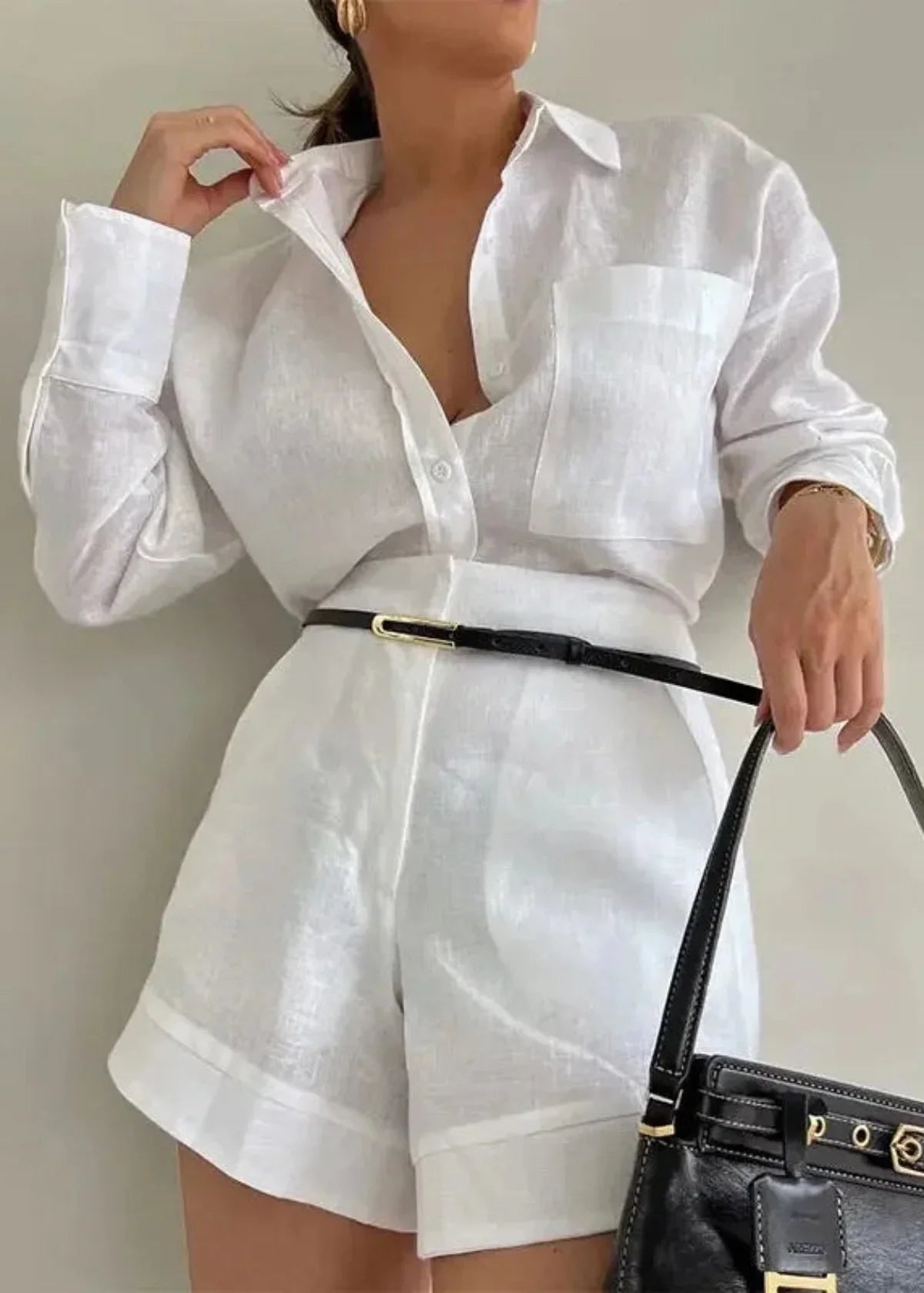 Katoenmix Losse Shorts Set