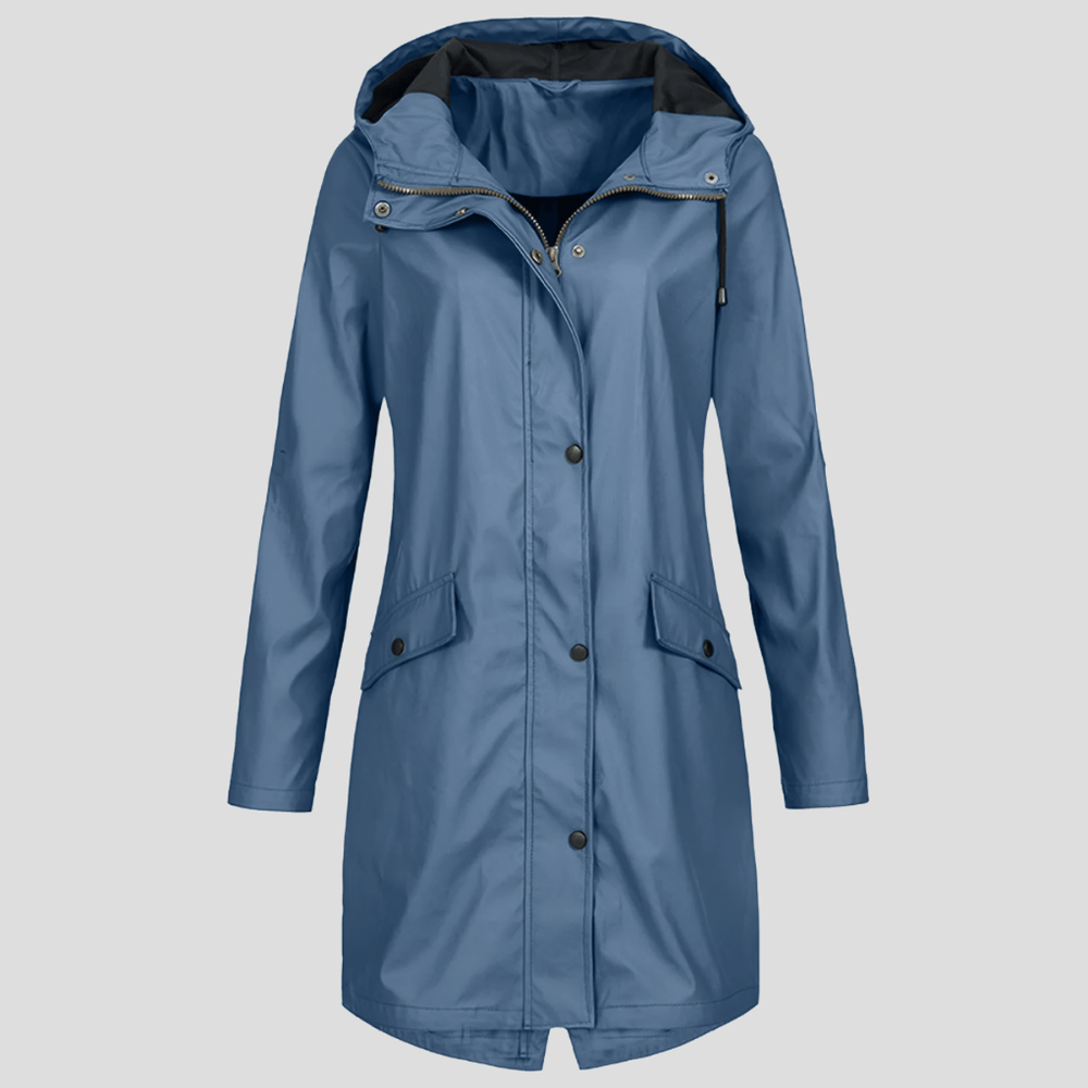 Lange Dames Regenjas Met Verstelbare Capuchon En Zakken