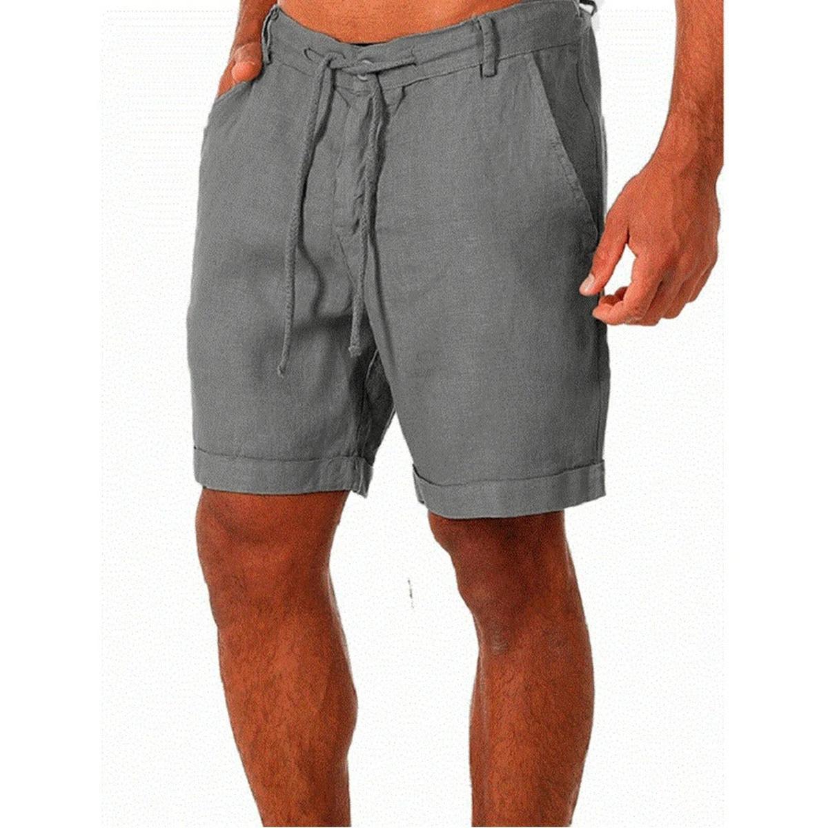 Lichte Linnen Shorts Voor Mannen Met Elastische Tailleband En Zakjes