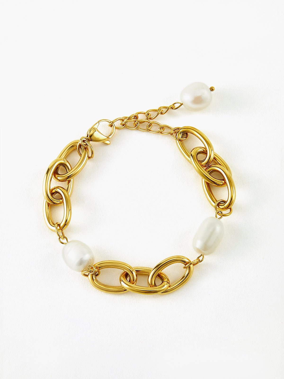 Ovale Kunstparel Goud Vergulde Kettingarmband