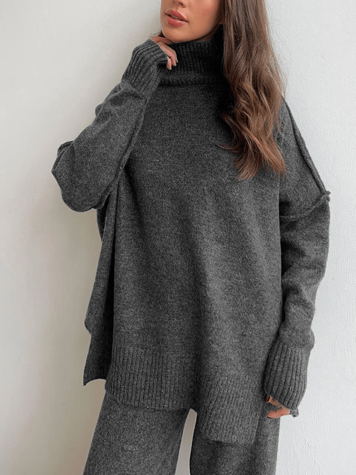 Oversized Knit Co-Ord Set Voor Dames Met Relaxed Pasvorm