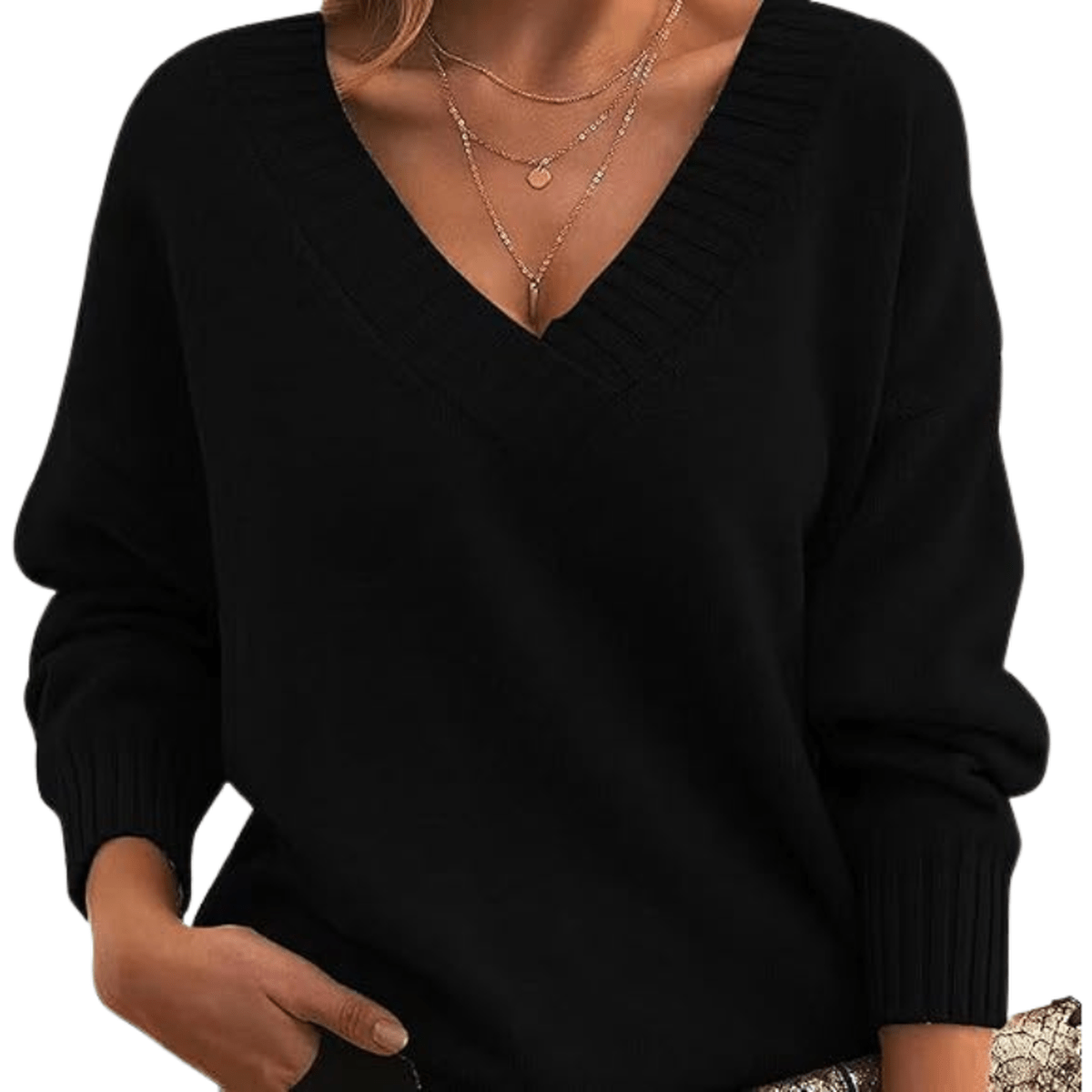 Relaxed Fit Dames Pullover met V-hals - Kriebelvrij
