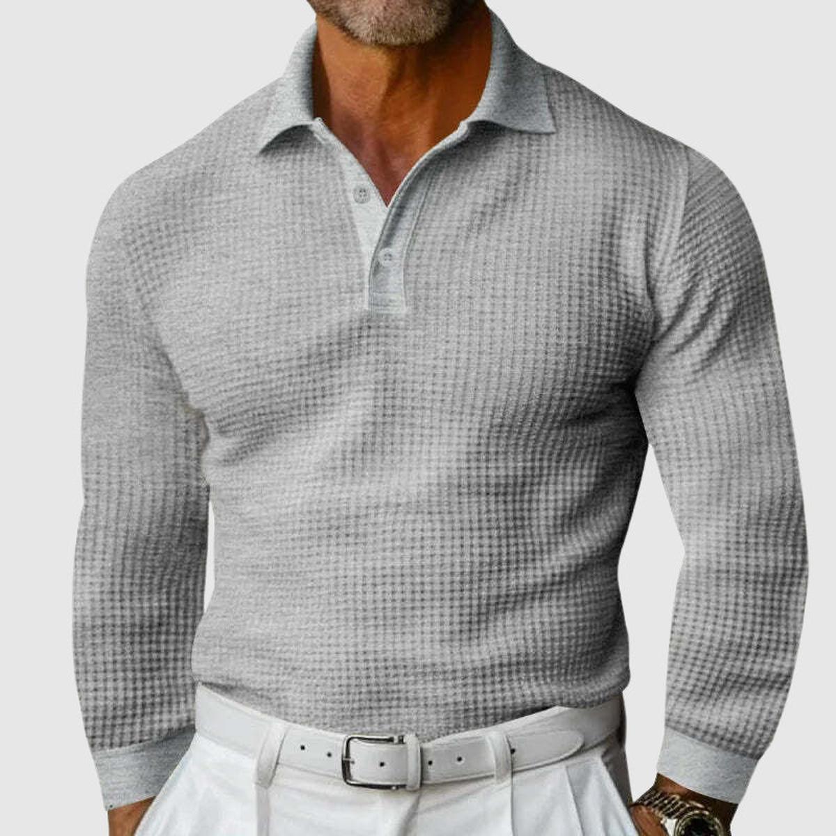 Slim Fit Waffle Knit Polo Shirt Voor Heren