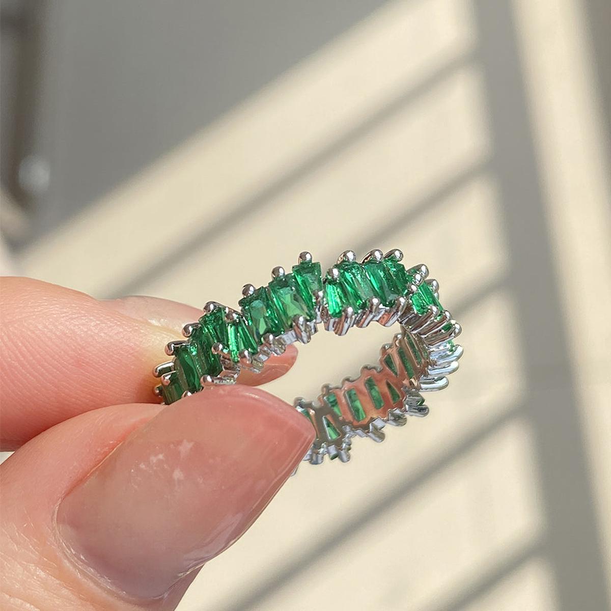 Sprankelende baguette-kristalring