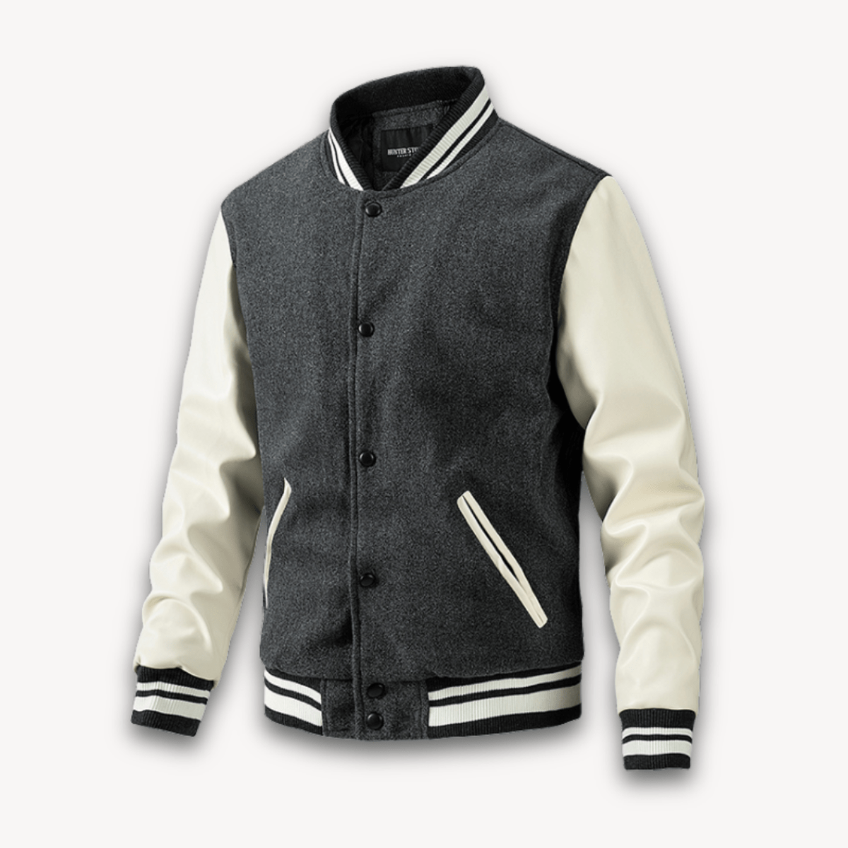 Wollen Varsity Jacket met Faux Leren Mouwen